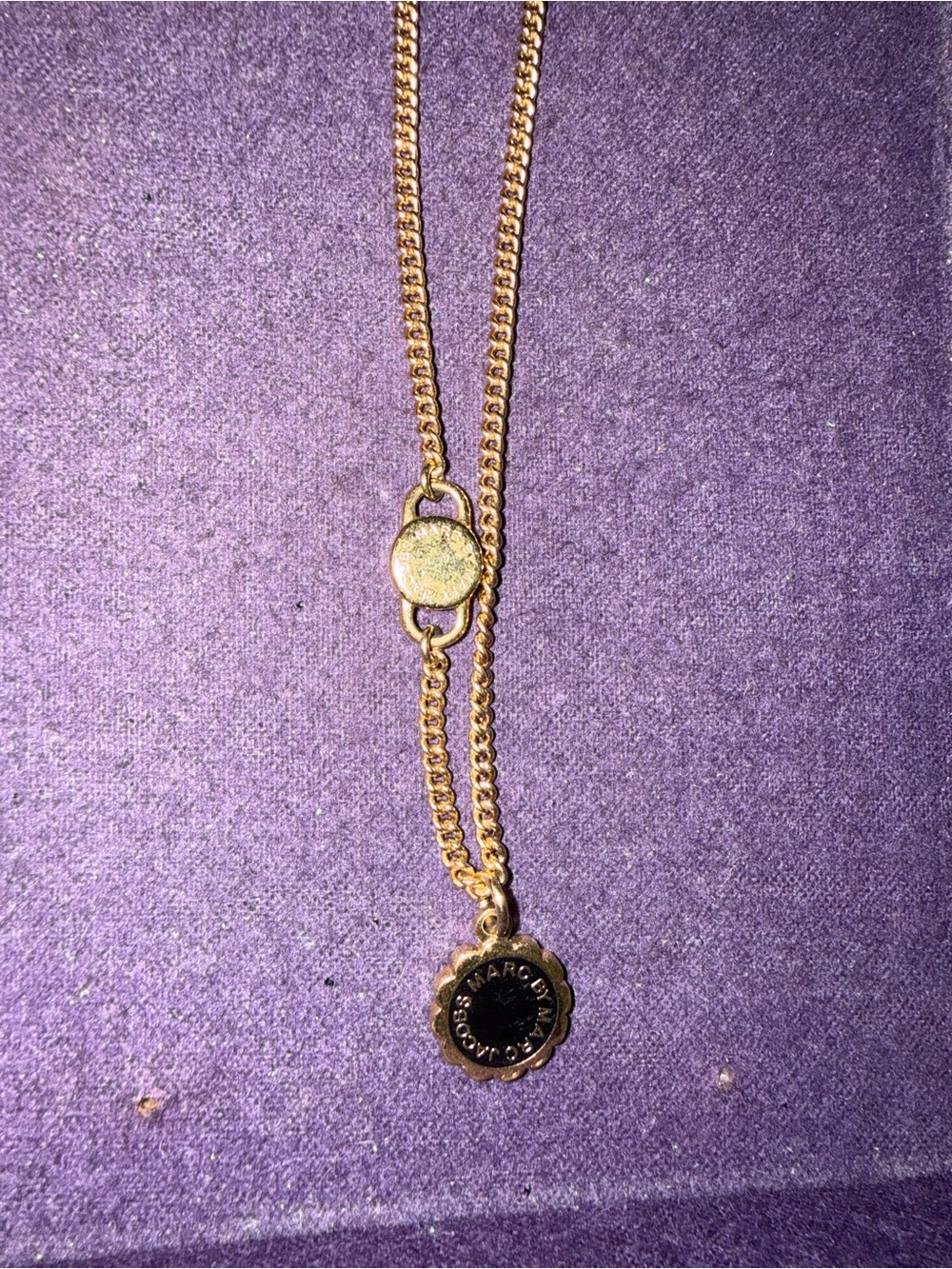 Marc by Marc Jacobs Gold and Black Flower Charm Double Chain Necklace